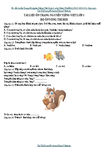 Bộ đề ôn thi Trạng Nguyên Tiếng Việt Lớp 1 cấp Tỉnh (Thi Hội) 2025-2026 (Có đáp án)