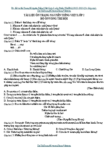 Bộ đề ôn thi Trạng Nguyên Tiếng Việt Lớp 2 cấp Tỉnh (Thi Hội) 2025-2026 (Có đáp án)
