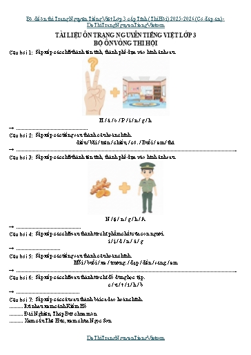 Bộ đề ôn thi Trạng Nguyên Tiếng Việt Lớp 3 cấp Tỉnh (Thi Hội) 2025-2026 (Có đáp án)