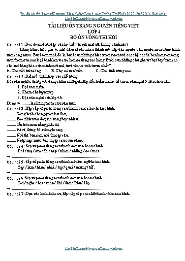 Bộ đề ôn thi Trạng Nguyên Tiếng Việt Lớp 4 cấp Tỉnh (Thi Hội) 2025-2026 (Có đáp án)